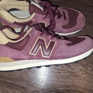 New Balance Purple and Cream Sneakers with Suede Upper and White Sole